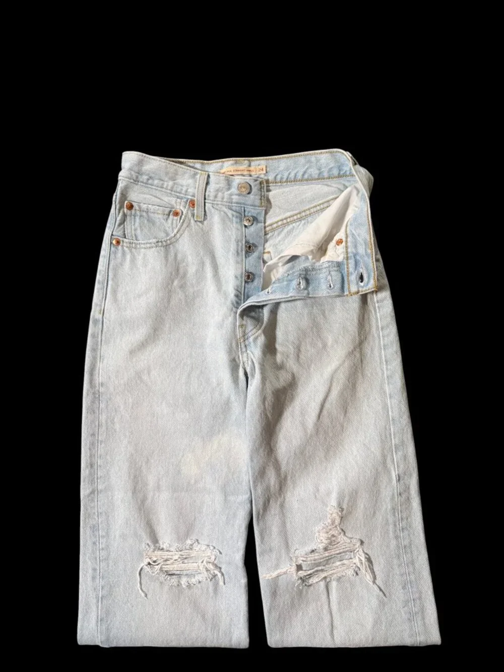 Levi’s Premium Ribcage Straight Ankle Distressed Jeans - 24 - Picture 3 of 9